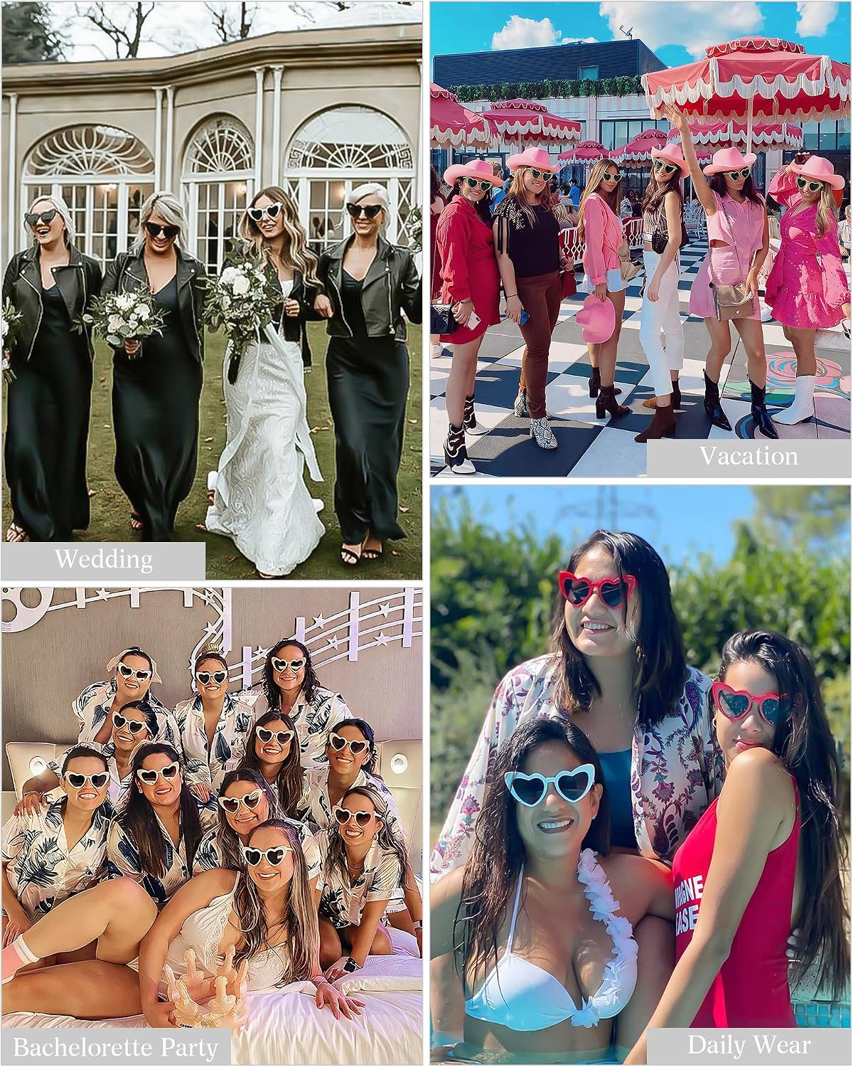 Pibupibu 100 Pack Heart Shaped Sunglasses Bulk Wedding Gifts Bachelorette Bridal Party Favors for Guests Reception