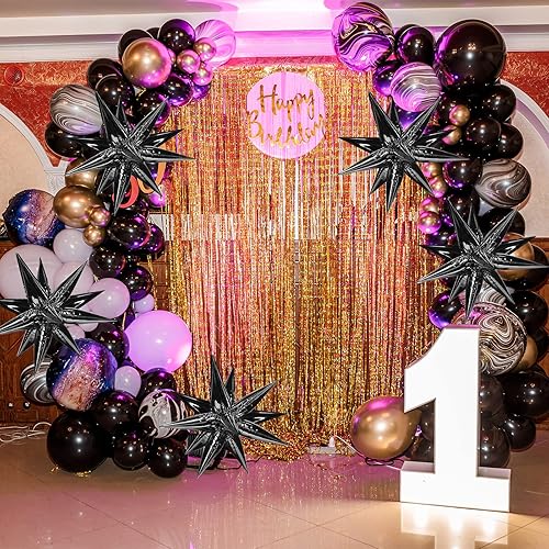 Miniatura 7 de MIAHART 50 globos de Mylar con forma de cono de estrella de aluminio negro de 26 pulgadas, globos grandes de estrella de punto negro para