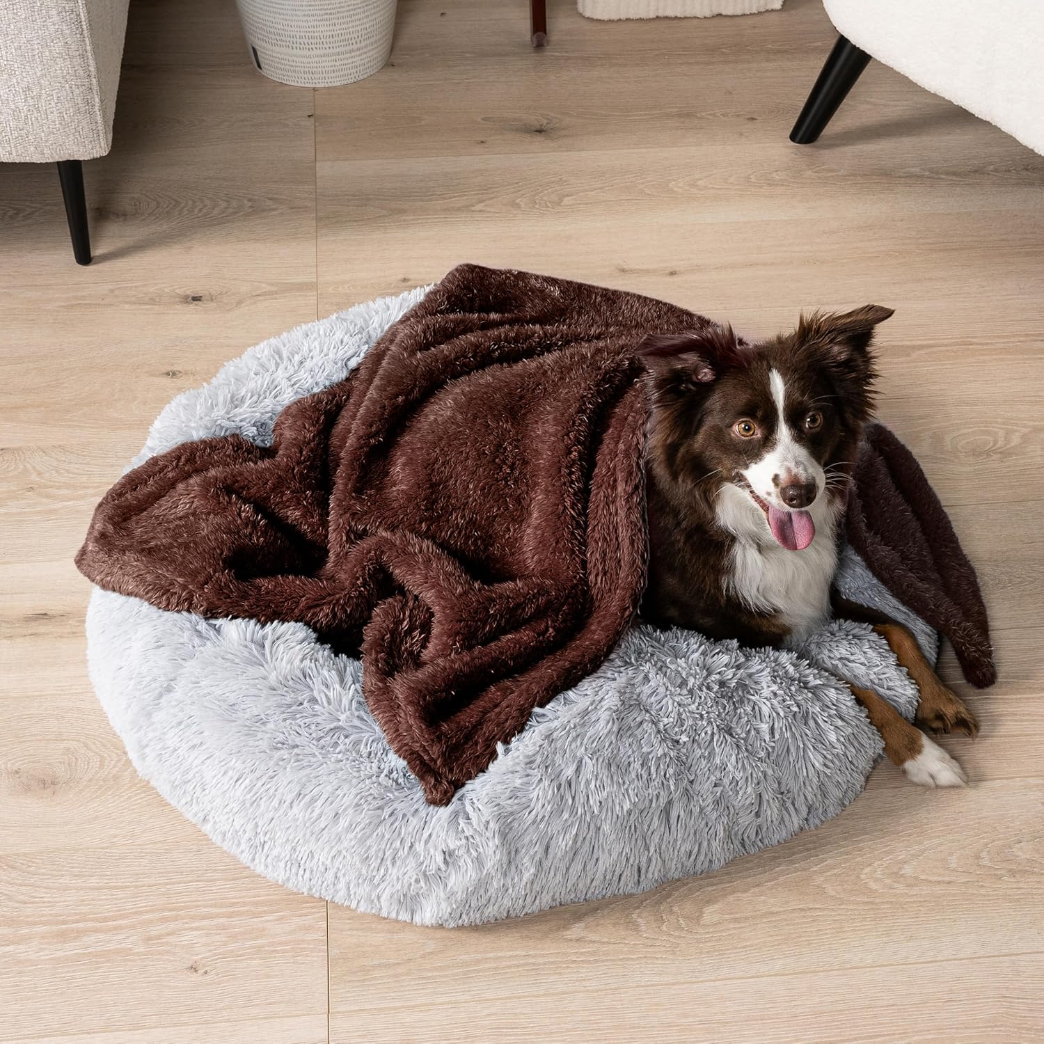 PetAmi Fluffy Waterproof Dog Blanket for Small Medium Dogs, Soft Warm Pet Sherpa Throw Pee Proof Couch Cover, Reversible Cat Puppy Bed Blanket Sofa Protector, Plush Washable Pad (Brown, 24x32) - Image 3
