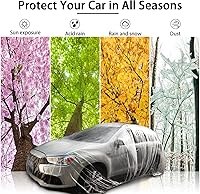 Vista 6 de Tallew 4 piezas Cubierta universal de plástico para coche 12.5 x 21.7 pies Desechable impermeable cubierta exterior completa con banda elástica