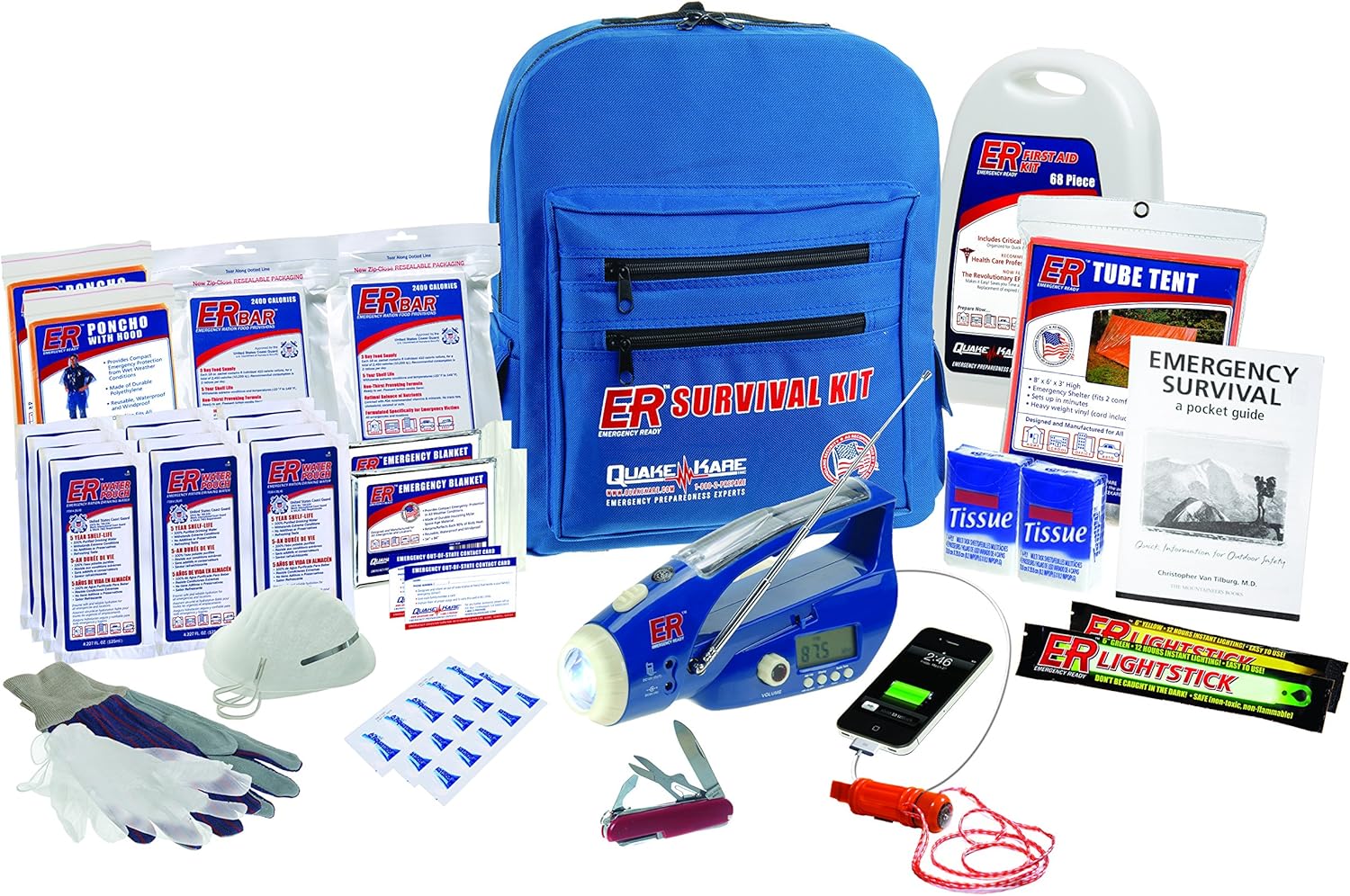 ER Emergency Ready 4 Person Ultimate Deluxe Backpack Survival Kit, SKBP4DD