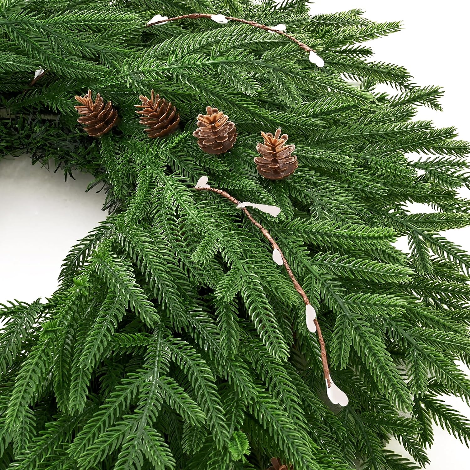 26'' Christmas Wreaths for Front Door, Artificial Green Wreaths with Lights