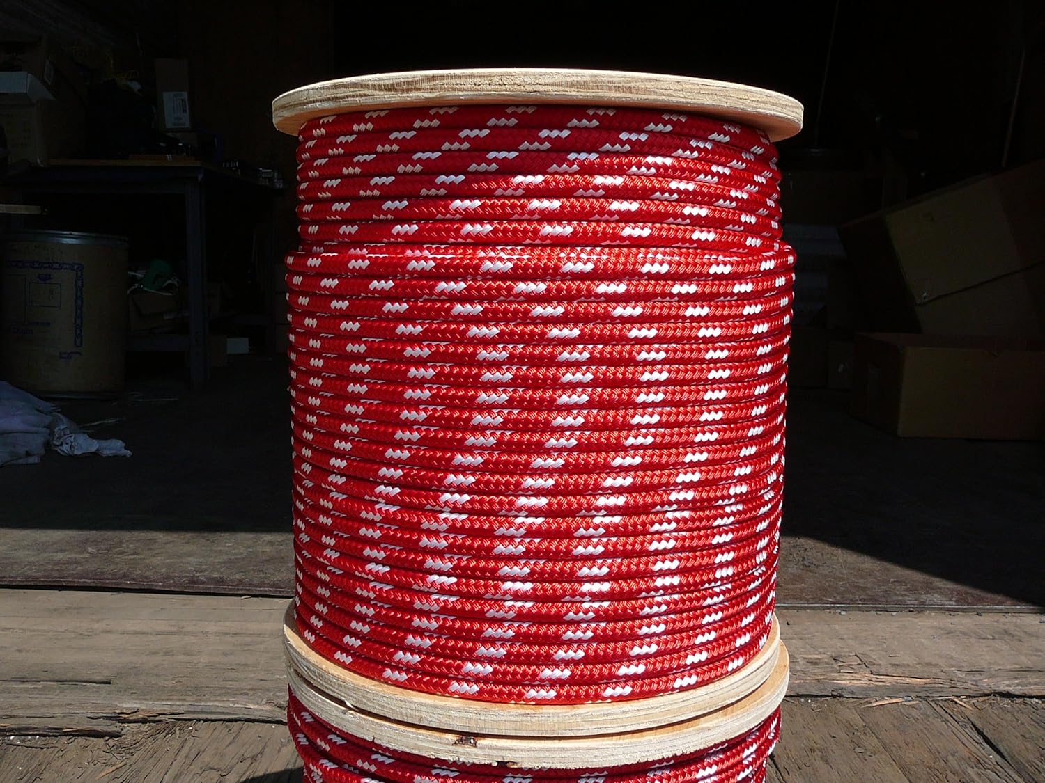 Sailboat Rigging Rope 3/8" x 50' Red/White Double Braided