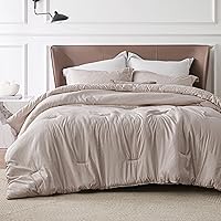 Vista 1 de Bedsure, juego de edredón tamaño king - Ropa de cama suave color taupe para todas las estaciones, juego de cama teñido catiónico, 3 piezas, 1
