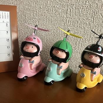 Amazon | バイク乗ってるブタちゃん 黄色 車内アクセサリー ダッシュ Amazon | バイク乗ってるブタちゃん 黄色 車内アクセサリー ダッシュ