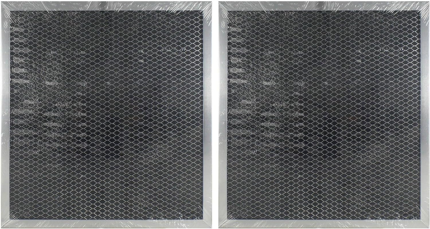 Range Hood Filter Replacement for GE Fits for GE WB02X9760 Microwave Oven Charcoal Carbon Filter Replacement, 10-3/8" x 11-3/8" x 3/8", 2-Pack