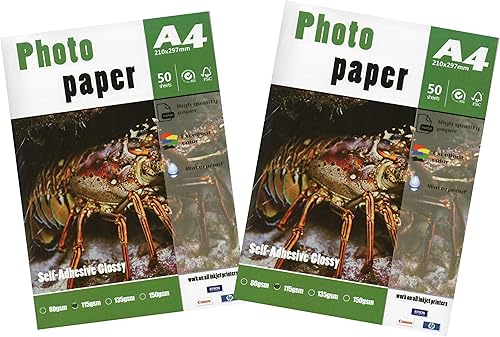 WTD - Papel pintado autoadhesivo 100 hojas tamaño A4 406oz 83 x 117 2 unidades 50 hojas