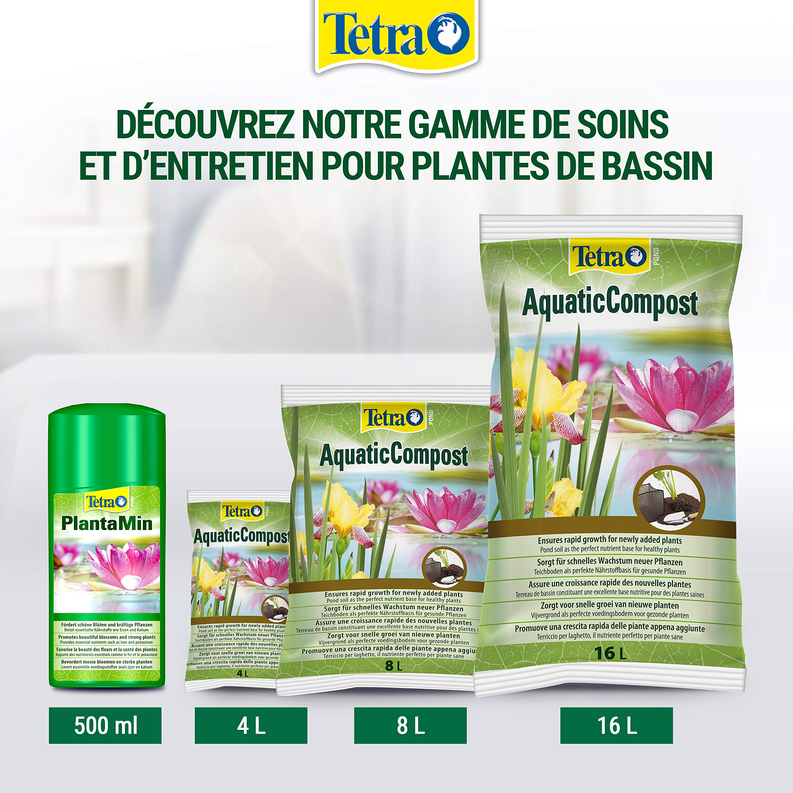 Tetra Pond AquaticCompost - Engrais, Terreau pour Fond de Bassin – Nutriments pour Plantes de Bassin de Jardin et d’Ornement - Favorise la Croissance des Plantes – 4 L