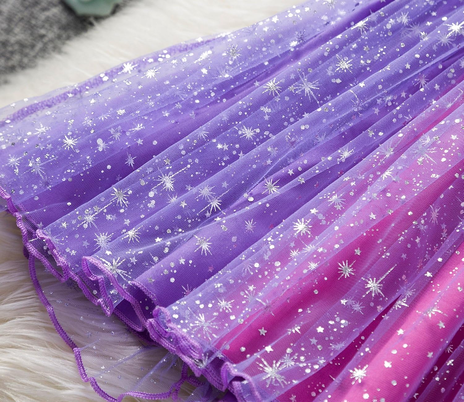 Miniatura 5 de Vestido de princesa de unicornio para niña vestido largo de tul arco iris ropa de cumpleaños para niños Arco iris