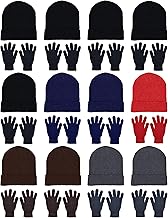 24x Winter Beanies & Gloves Combo Pack, Bulk Pack for Men Women, Warm Cozy Gift