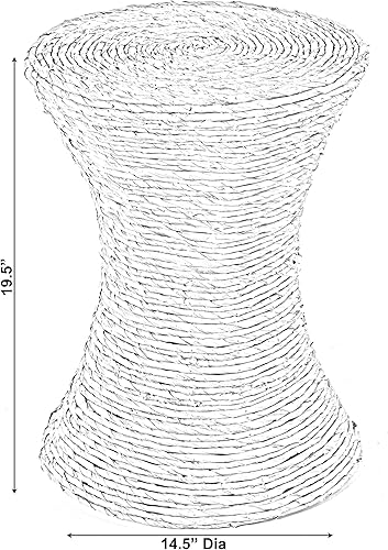 Miniatura 3 de Vintiquewise Decorative Round Wicker Side Table Hourglass Shape Accent Coffee Table