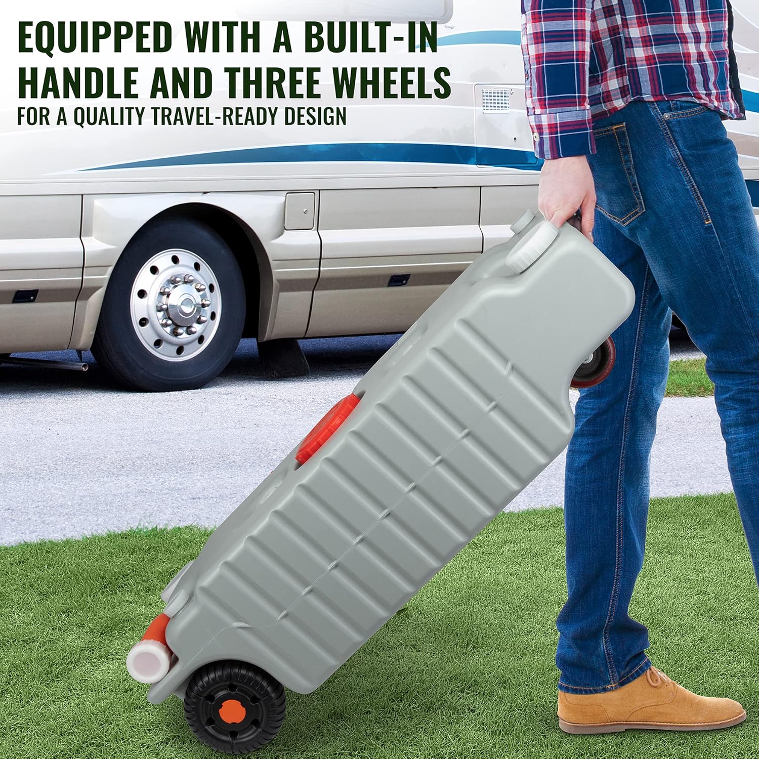 Hike Crew RV 19.8 Gallon Waste Holding Tank | Portable Odorless Black or Grey Water Tote for Camper with Rotating Drain Spout, Multiple Fill & Drain Ports, Electric Pump Opening, Handles & Wheels : Automotive