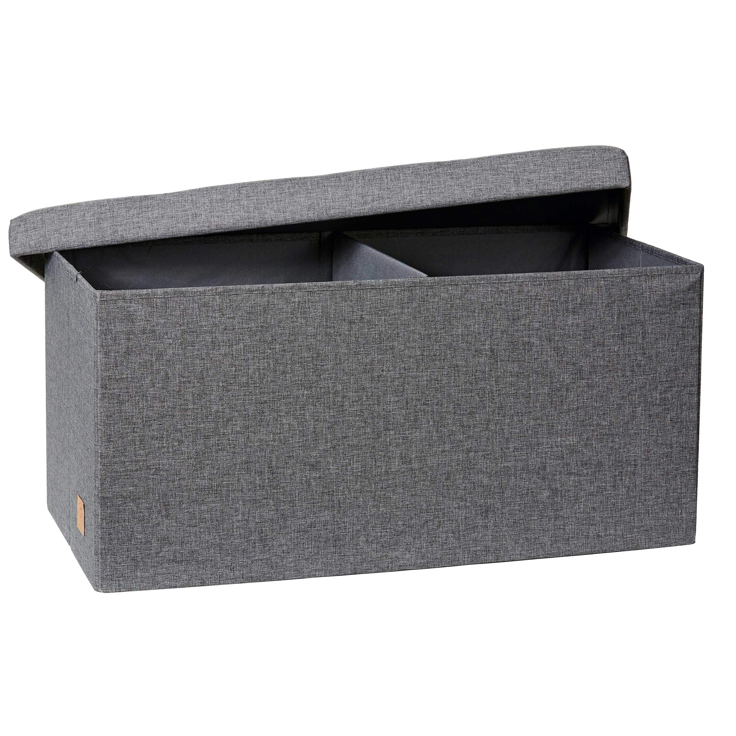 Love it Store it Premium Bank met opbergruimte - Bank van hoogwaardig stof - Comfortabel en extra stabiel - Grijs - 76x38x38 cm