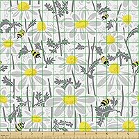 Vista 392 de Ambesonne Tela de Fiesta Popstar por Yarda, Estilo de Dibujos Animados Garabatos Dibujados a Mano Tema Musical Impresión de Arte Lineal, Tela