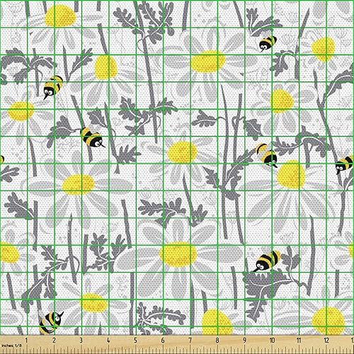 Miniatura 489 de Ambesonne The Yard - Tela de hibisco de flores tropicales en tonos de la vida real, tela decorativa para tapicería, cestas de almacenamiento