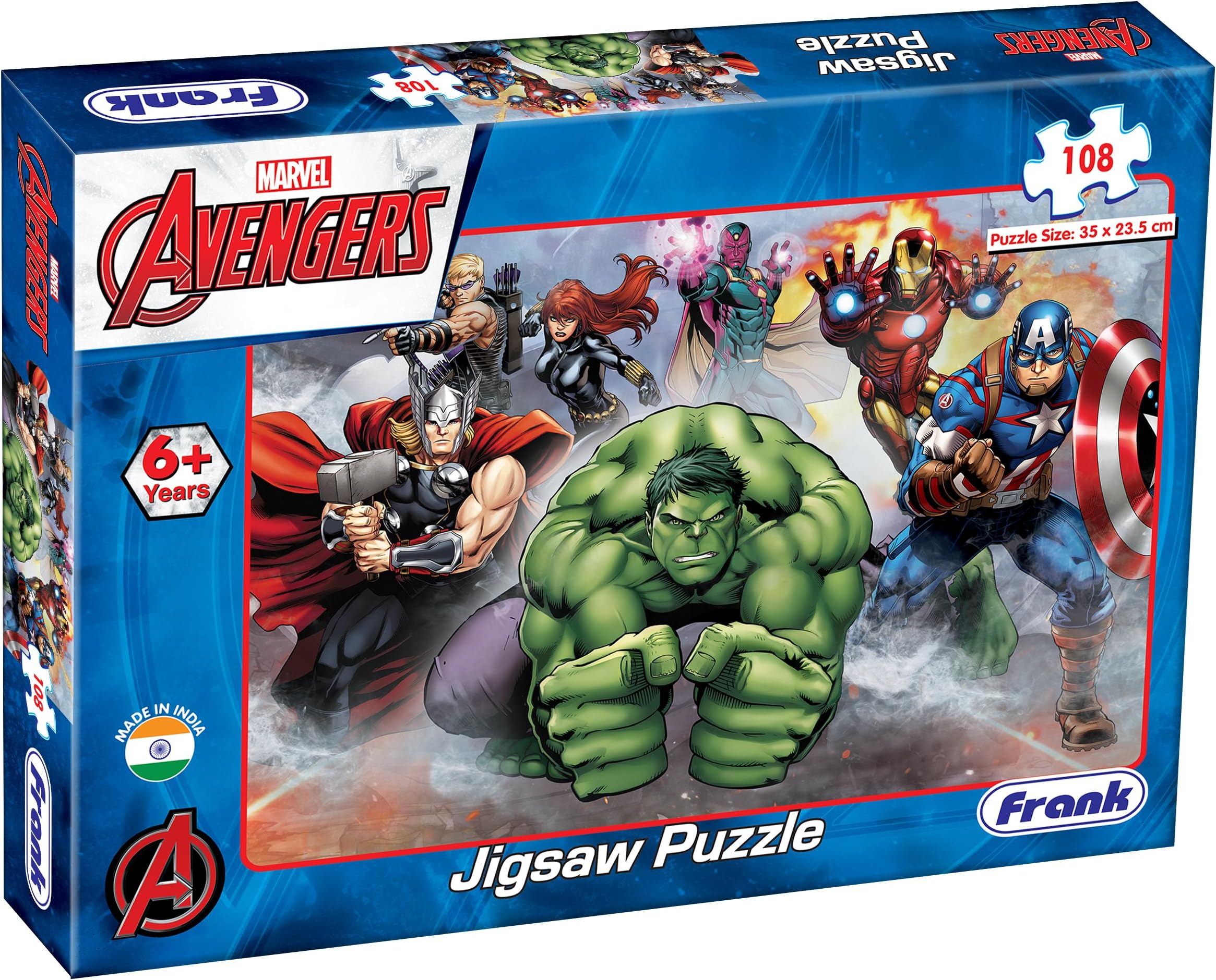Frank Marvel's Avengers Jigsaw Puzzle (108 Pieces) for Kids Above 6+ Years - Fun & Challenging Brain Booster Games - Educational Puzzle for Focus and Memory -90158