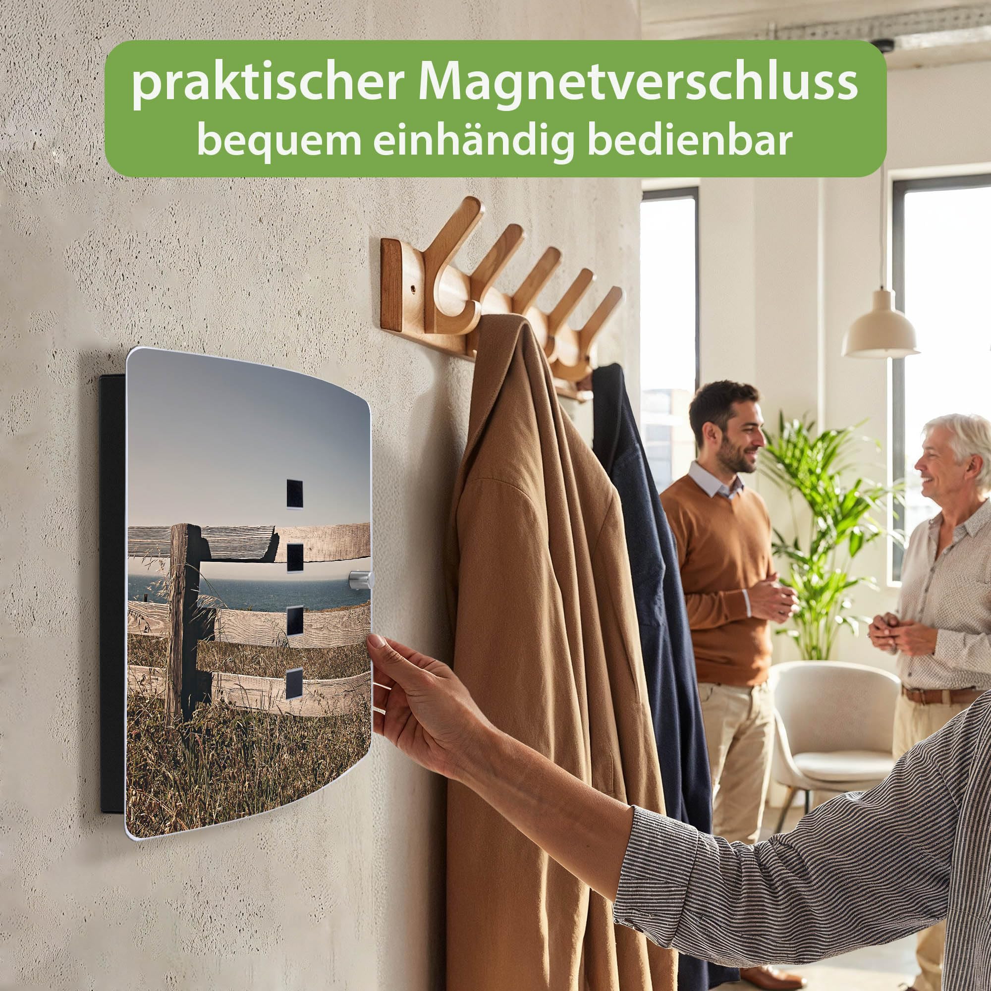 Banjado Design Schlüsselkasten aus Edelstahl für 10 Schlüssel 24 x 21,5 x 7cm Magnetverschluss