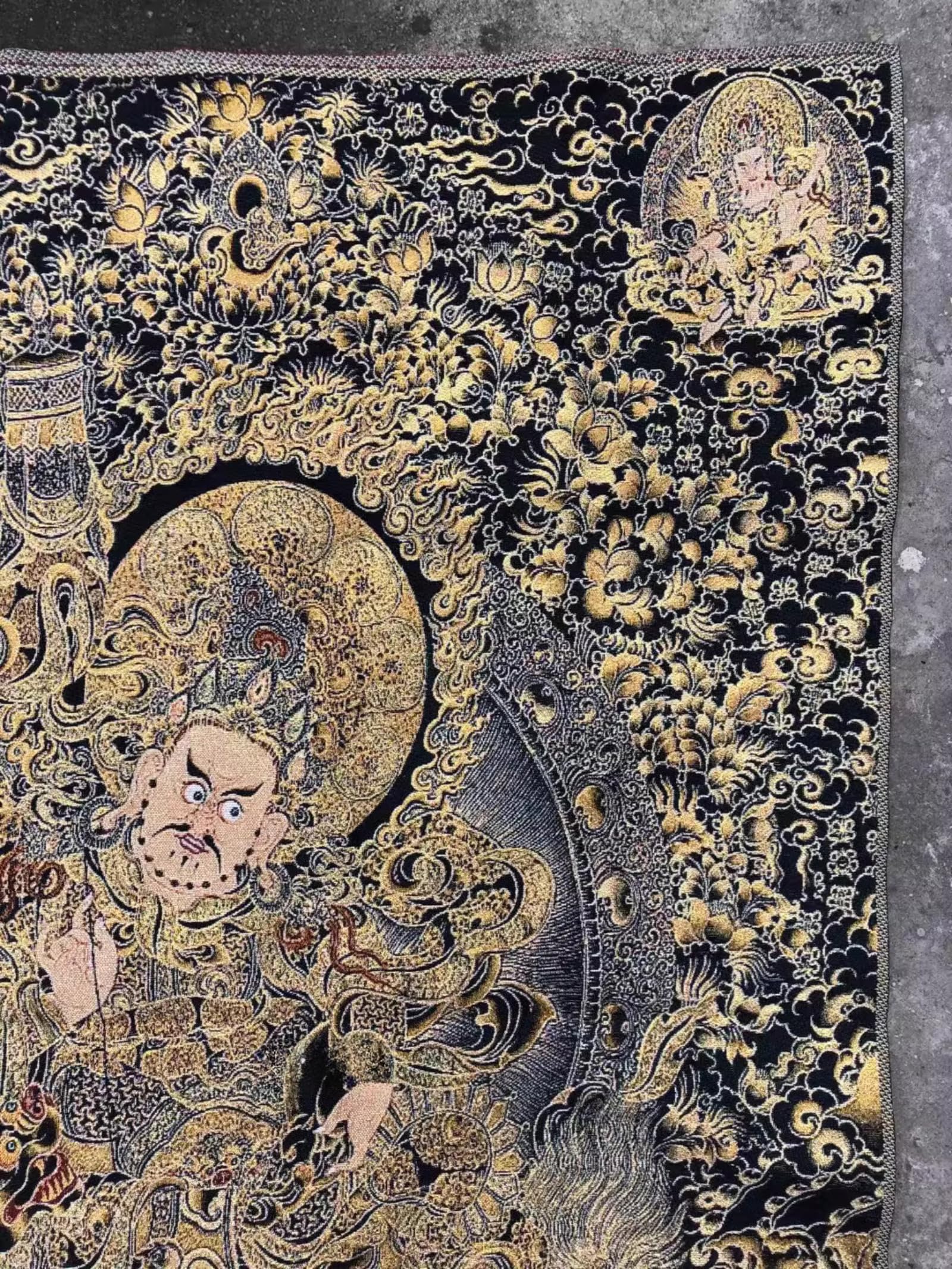 FENNYYAR Vaishravana Thangka Stickerei Brokat, 90 cm, Eingangshalle, tibetische Wandmalerei, Dekoration