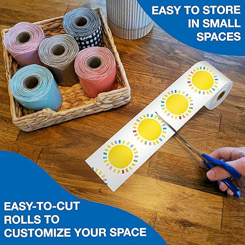 Miniatura 5 de Carson Dellosa Happy Place - Bordes de tablón de anuncios de 65 pies, 1 rollo de borde Sunshine para pizarra blanca, corcho y tablero de pósteres,