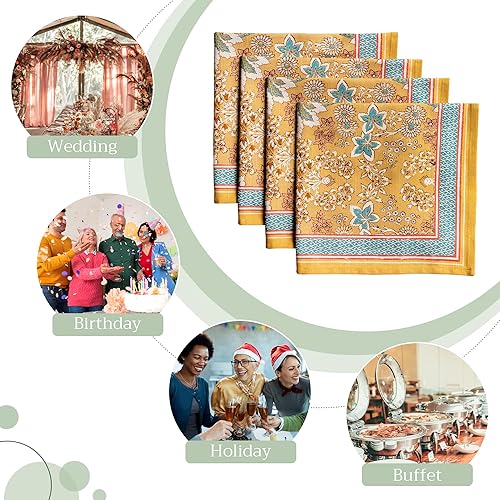 Miniatura 6 de Maison d' Hermine Marquise - Juego de 4 servilletas 100% algodón suave y cómodo perfectas para cenas familiares, bodas, fiestas de cóctel, cocina,