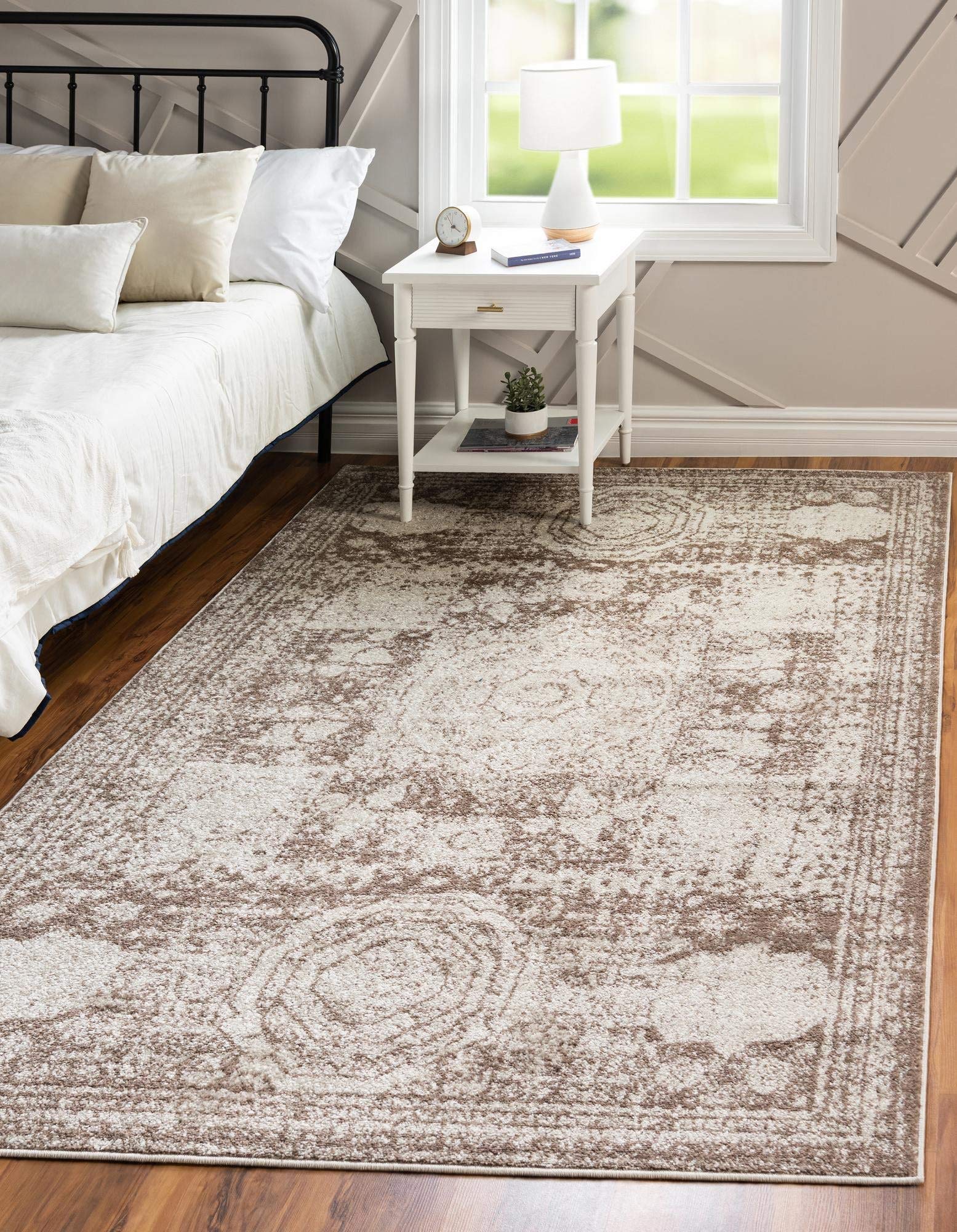 Rugs.com Dover Collection Rug – 7' x 10' Light Brown Low-Pile Rug Perfect for Bedrooms, Dining Rooms