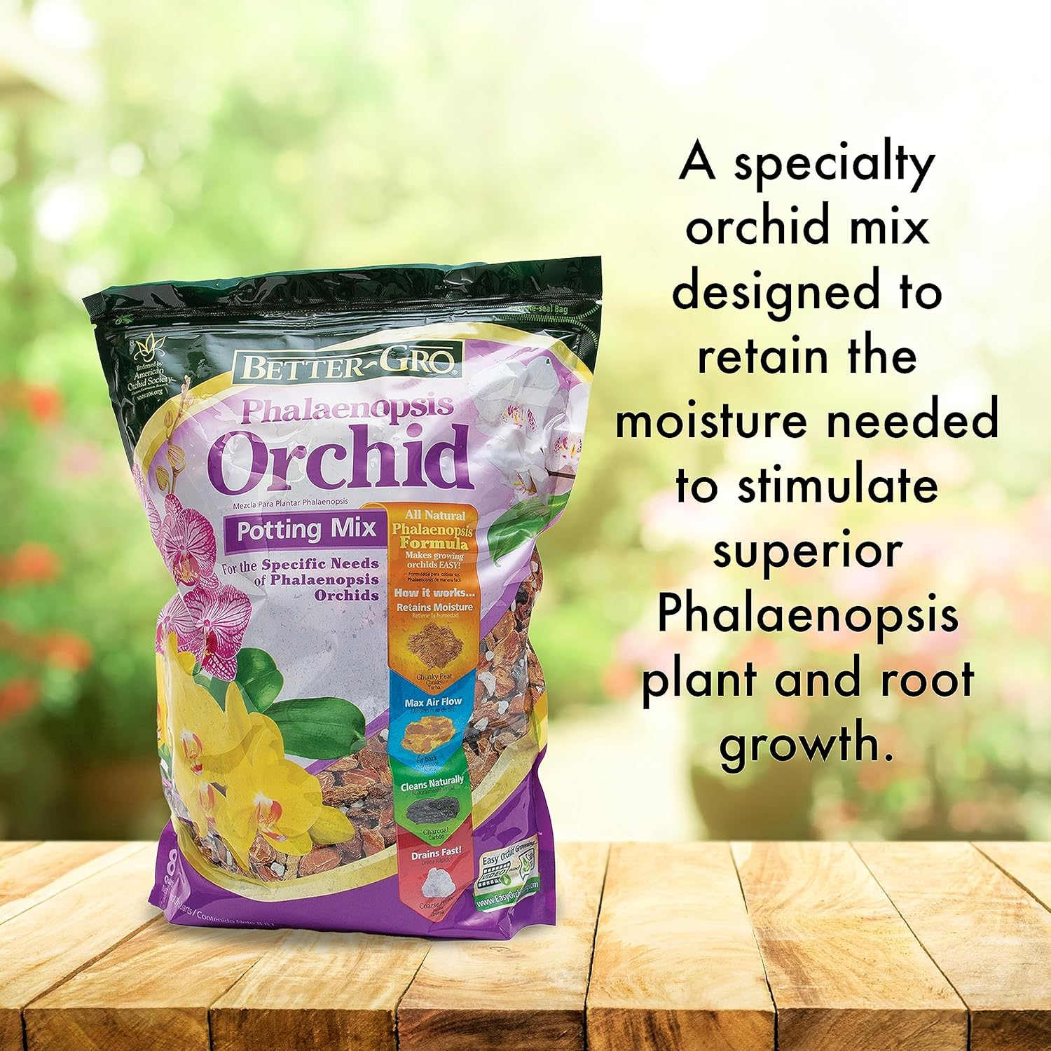 Better-Gro Phalaenopsis Mix - Premium Grade Phalaenopsis Potting Mix for Potting, Repotting, Enhanced Drainage, Air Flow & Root Ventilation, Ideal for Phalaenopsis Orchids - 8 Dry Quarts (Pack of 9)