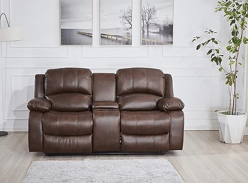 Miniatura 24 de Betsy Furniture 8018 - Juego de sillón reclinable de cuero reconstituido, para sala, sofá reclinable, sofá de dos piezas y sillón de cuero