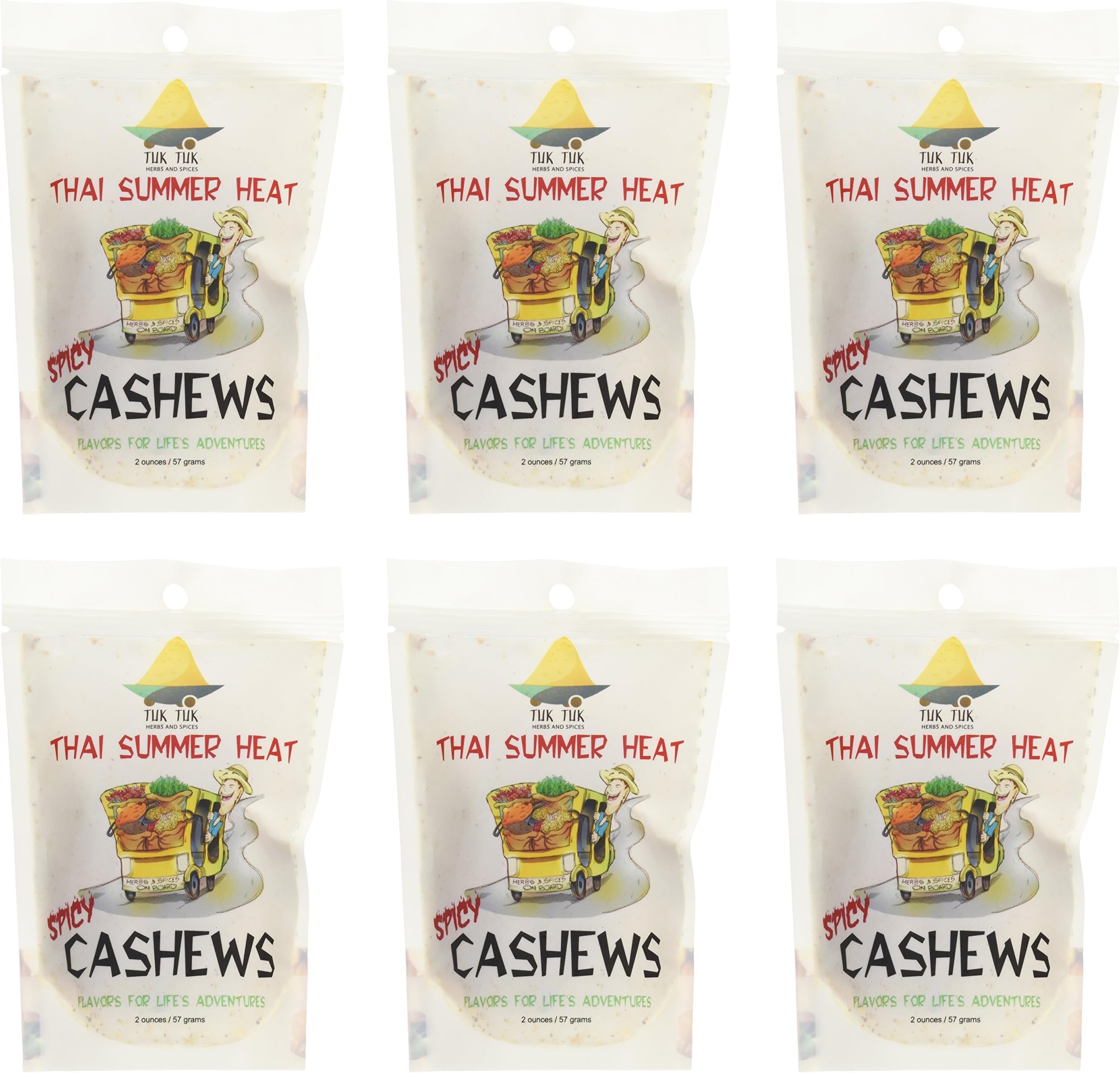 Tuk Tuk Herbs and Spices Spicy Cashews (Pack of 6)
