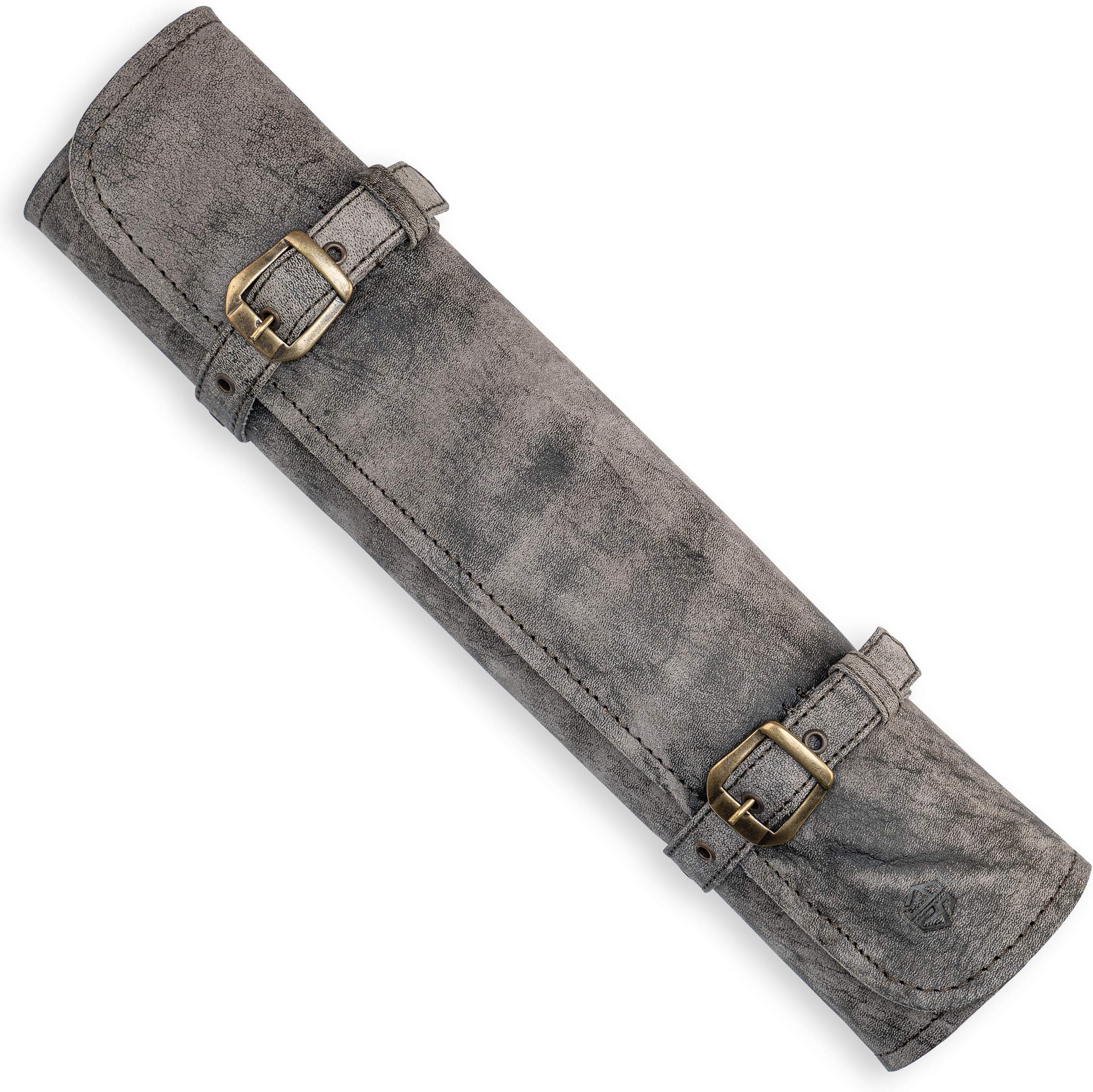 Knife Bag Leather Chefs, 7-Compartment Genuine Leather Chef's Knife Roll, Large, Knife Bag for Chef's Knife, Kitchen Bag, Sam (Antique)