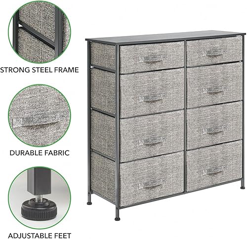 Miniatura 5 de mDesign - Torre vertical de almacenamiento de muebles con 8 cajones de tela