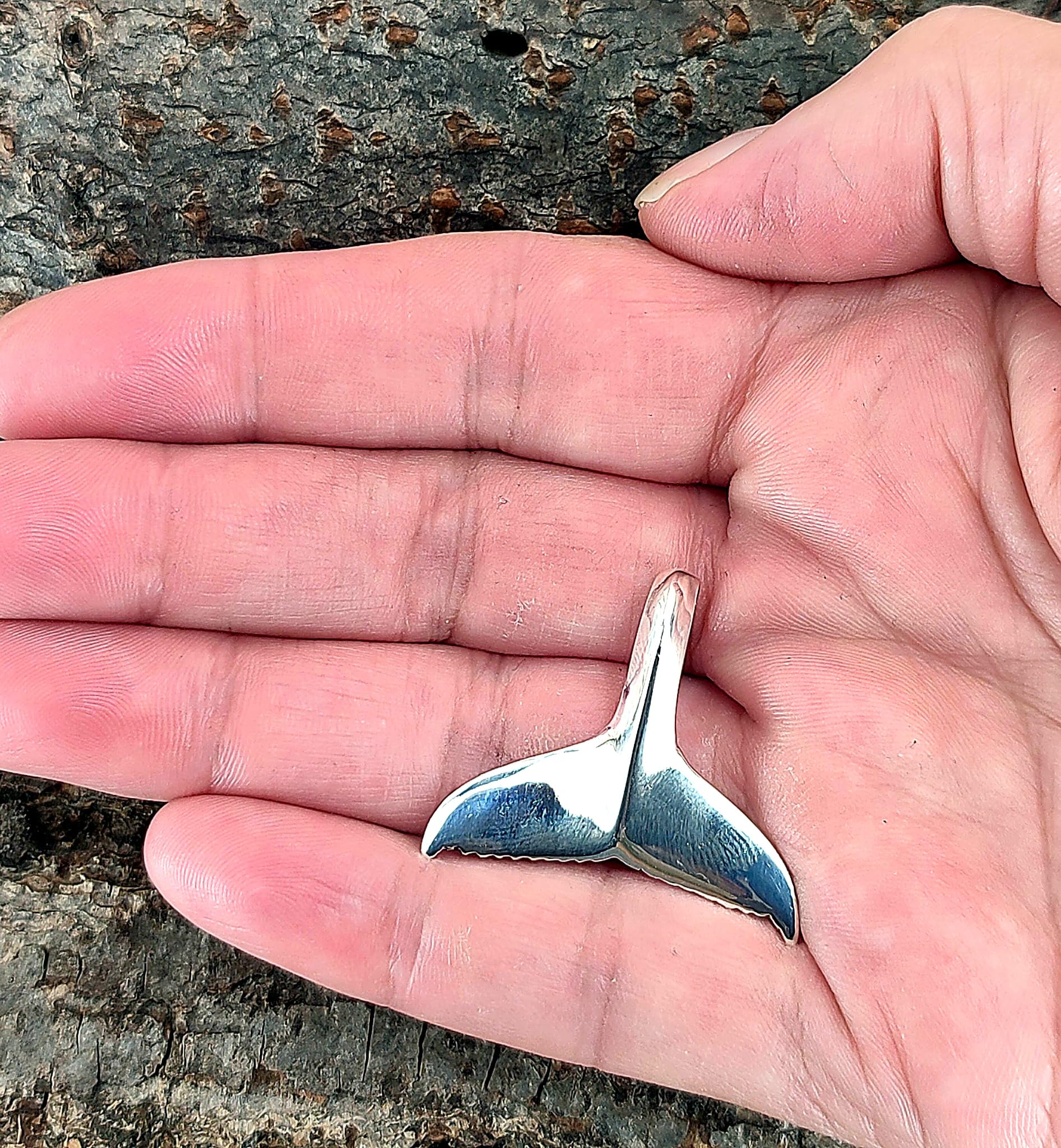 Walflossen Anhänger aus 925 Sterling Silber mit Baumwollband Si.182