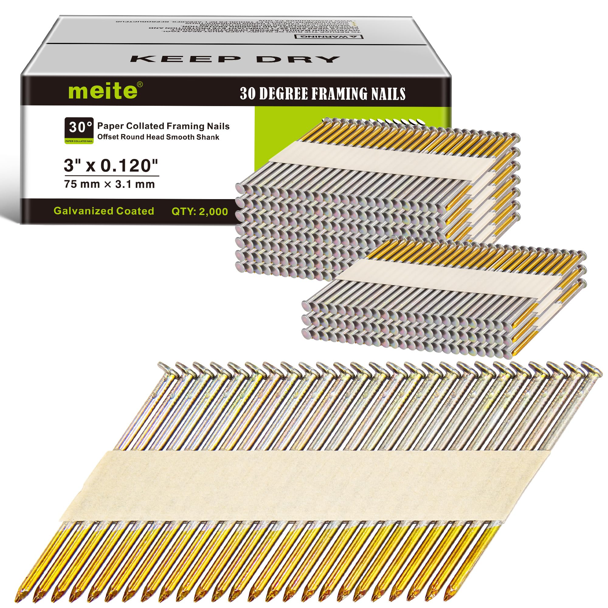 Meite 30 Degree Framing Nails - 2000 PCS -1