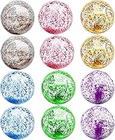 TURNMEON 12 Pack 16" Glitter Beach Balls Bulk - Inflatable Pool Toys for Beach, Summer Parties, Swimming Games & Party Favors
