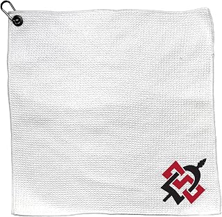 Team Golf NCAA NCAA Microfiber Towel - 15" X 15" (White) with Carabiner Clip, Premium Microfiber with Deep Waffle Pockets- Superior Water Absorption and Quick Dry Golf Cleaning Towel