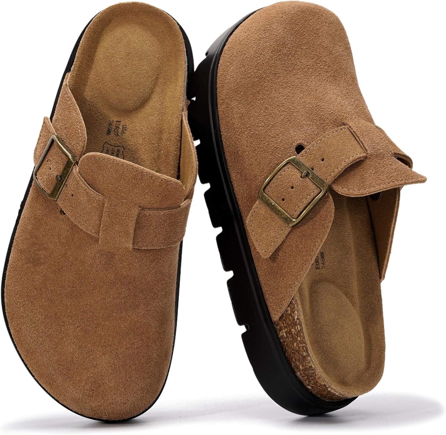 Project Cloud 100% Genuine Leather Platform Clogs for Women Footwear - Memory Foam Arch Support Cork Footbed Casual Shoes & Mules for Women 2025 (Benton Chunky)