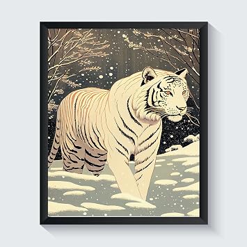 Tiger Retro Art Print Poster, Vintage Animal Wall Art Decor, Country Farm Living Room, Kitchen Artwork Decoration Tiger, 11x14 inches Unframed