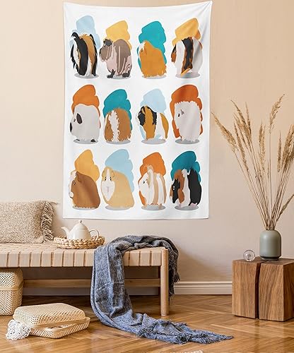 Miniatura 69 de Lunarable Tapiz de La Habana, caballeros que tocan saxofón con sombreros de Panamá y auto rojo nostálgico, colgante de pared para dormitorio, sala