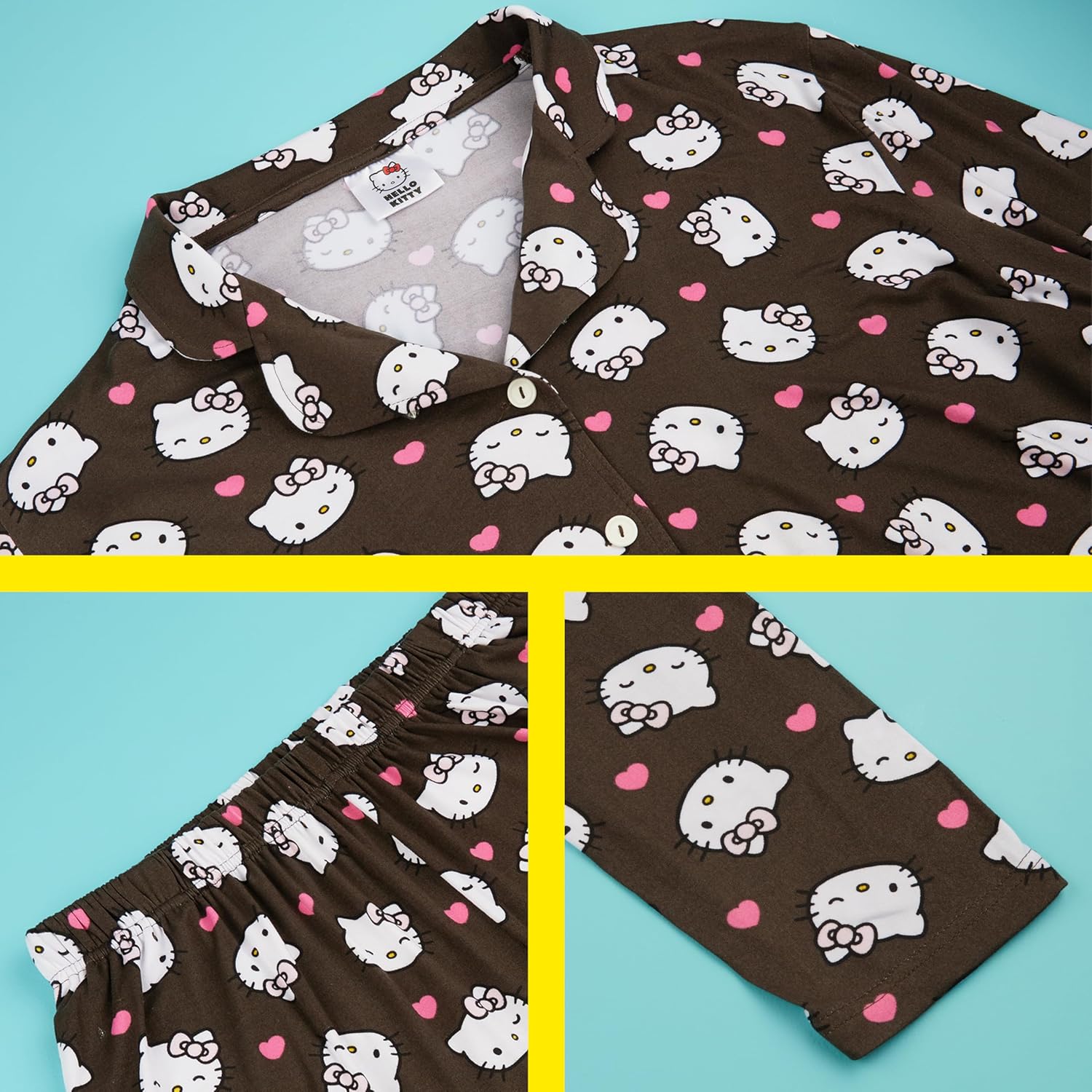 Hello Kitty Sanrio 2 Pc Pajamas Set for Girls Teens, Top, PJ Pants, Kawaii Lounge Set, Kuromi Cute Sleepwear Gifts for Girls - Image 5