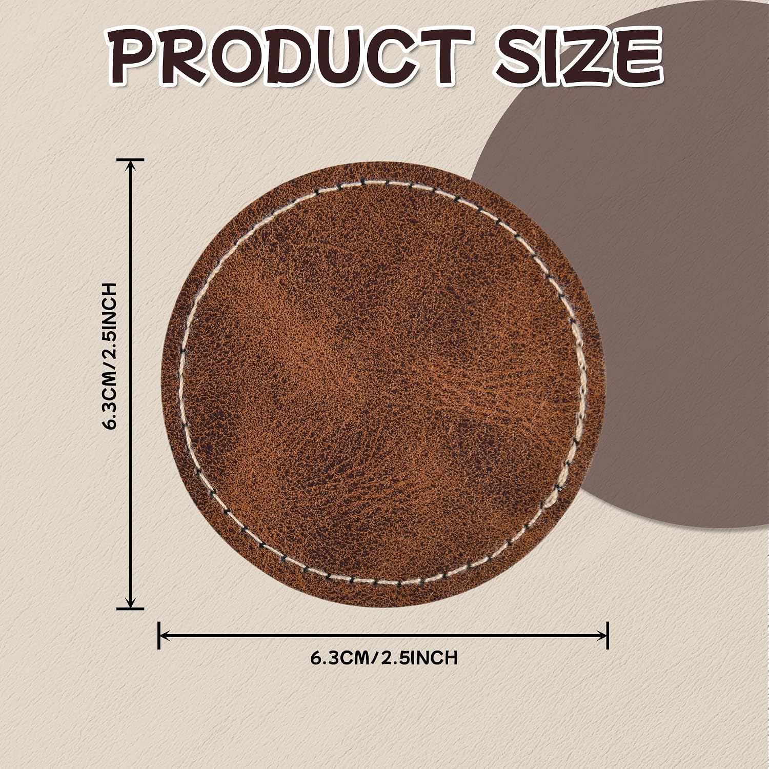 Faux Leather & Leatherette Hat Patches - 60 Pack Blank Laserable Patches with Adhesive Backing for Customization, Fabric Repair, Sewing & Laser Engraving Supplies (2.5Inch)