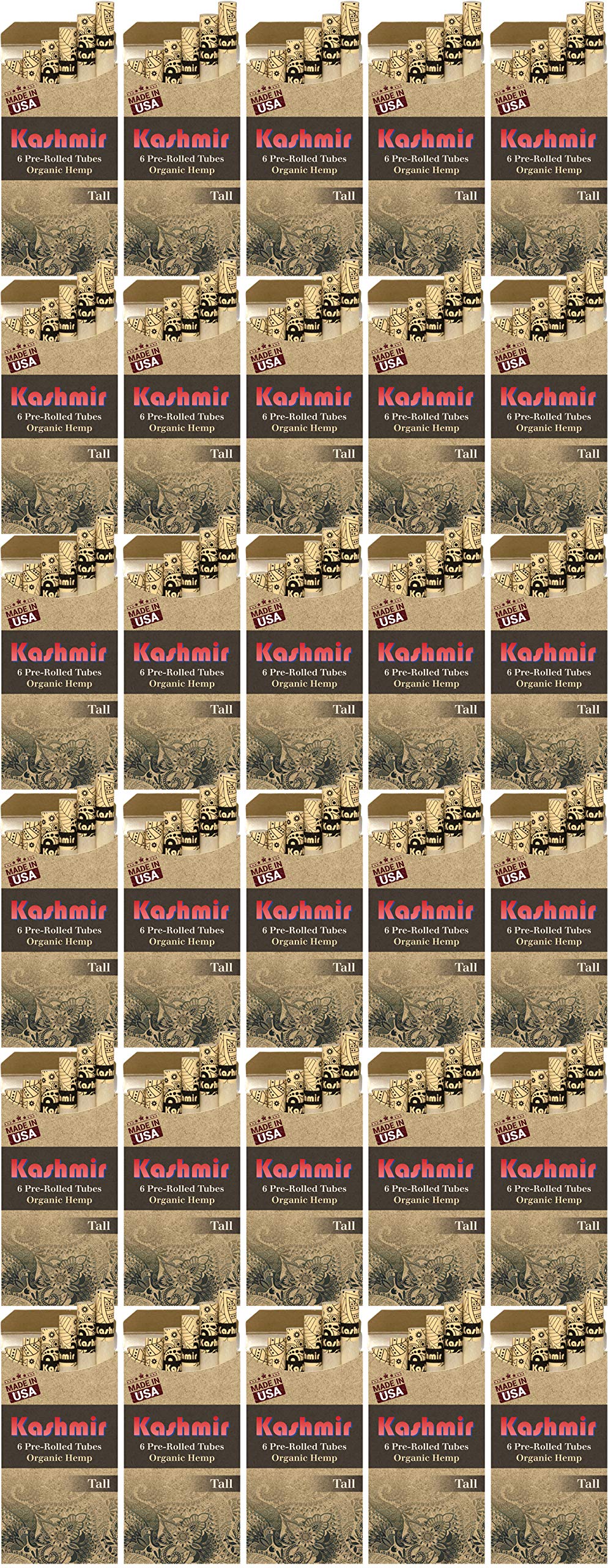 Kashmir Organic and Unbleached 6 Tall Filter Tubes, Clean Tasting Paper - Pack of 30