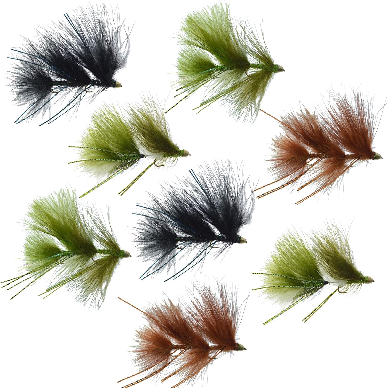 The Fly Fishing Place Circus Peanut Envy Articulated Streamers Assortment Trout Bass Fly Fishing Flies - Set of 8 Hook Size 6
