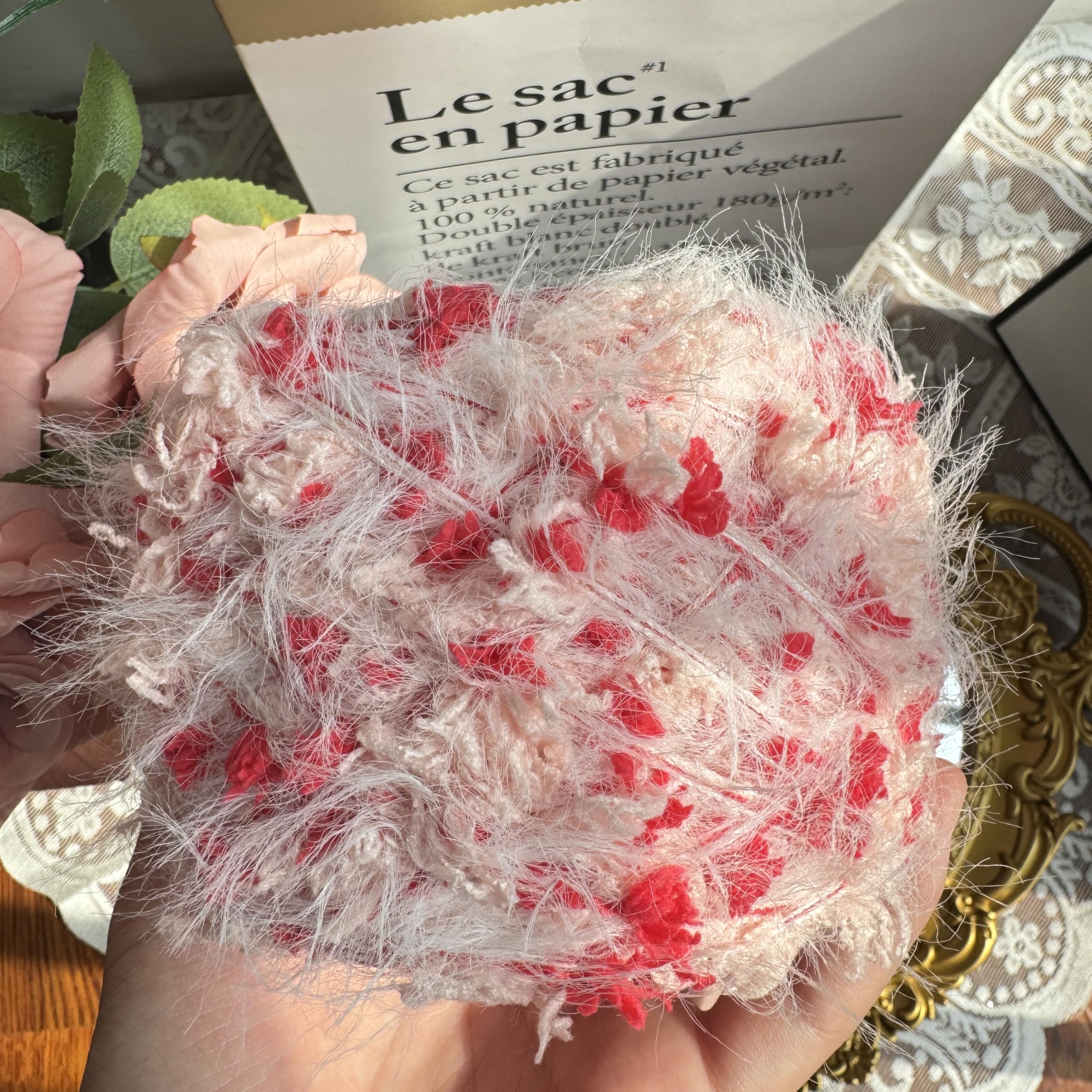 WWnYY Hand Spun Art Yarn 50g/Skein with Hand Blended Colorful Handmade for Jewelry Making, Junk Magazines Knitting Crafts Textile Decorative Tassels Card Making (Red, 4 Pack of 50g/Skein) — image 1