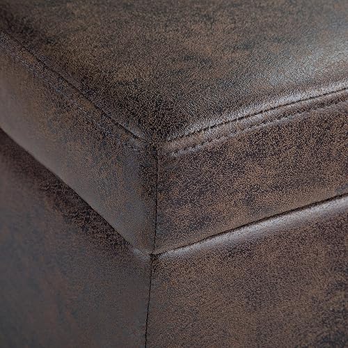 Miniatura 103 de Otomana rectangular de almacenamiento de cuero sintético Simpli Home Avalon., Madera, Gris pizarra Pizarra gris,Crema Satinado,Tanners Marrón,Negro