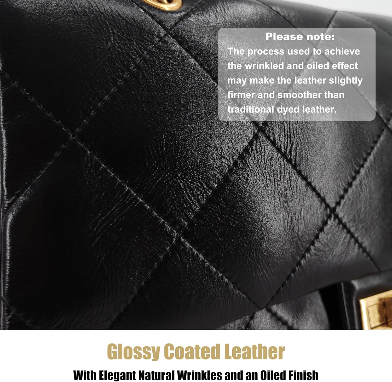 Large Quilted Leather Shoulder Bag for Women, Oversize Double Gold Chain Strap Tote Bag, Classic Briefcase Flap Purse - Image 4