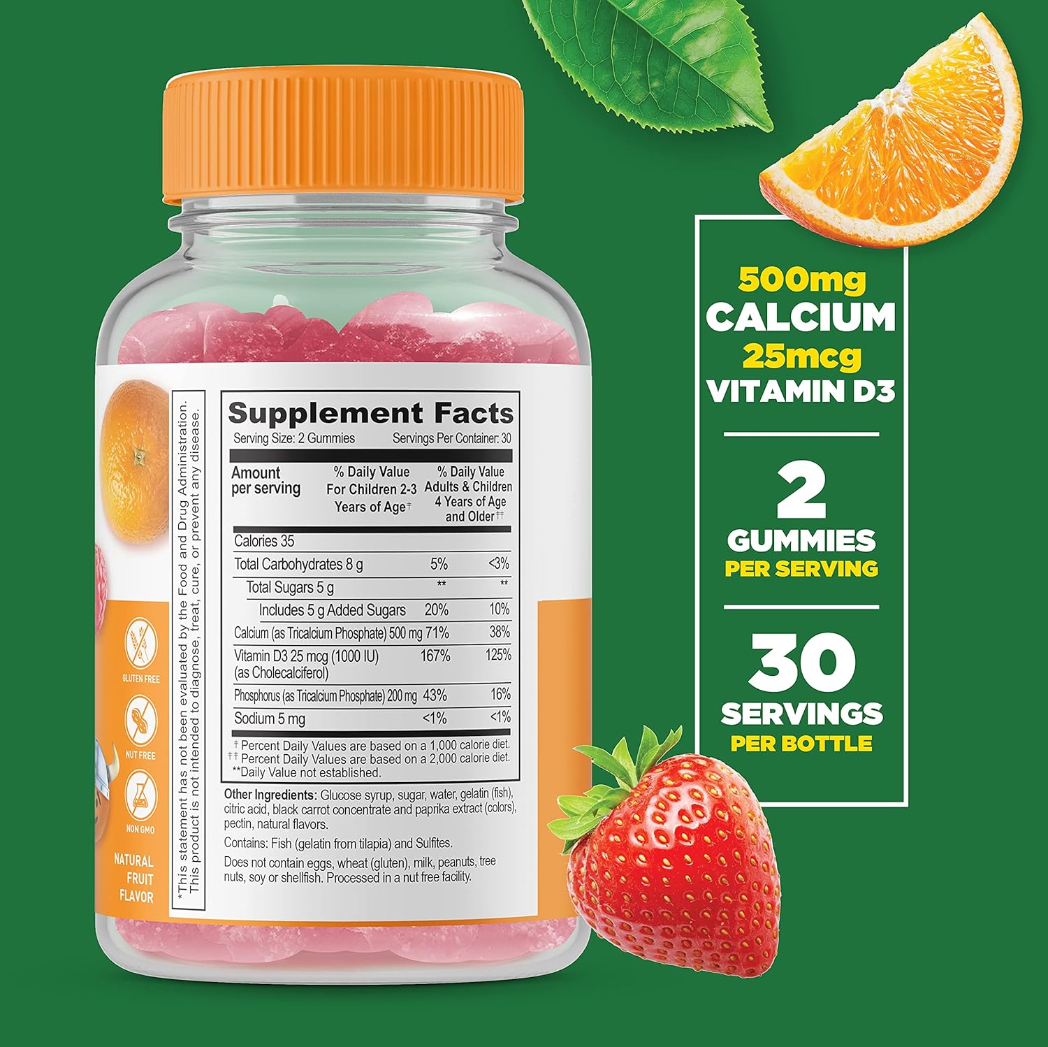 Lifeable Calcium with Vitamin D Kids + Calcium Magnesium & Zinc Kids, Gummies Bundle - Great Tasting, Vitamin Supplement, Gluten Free, GMO Free, Chewable Gummy
