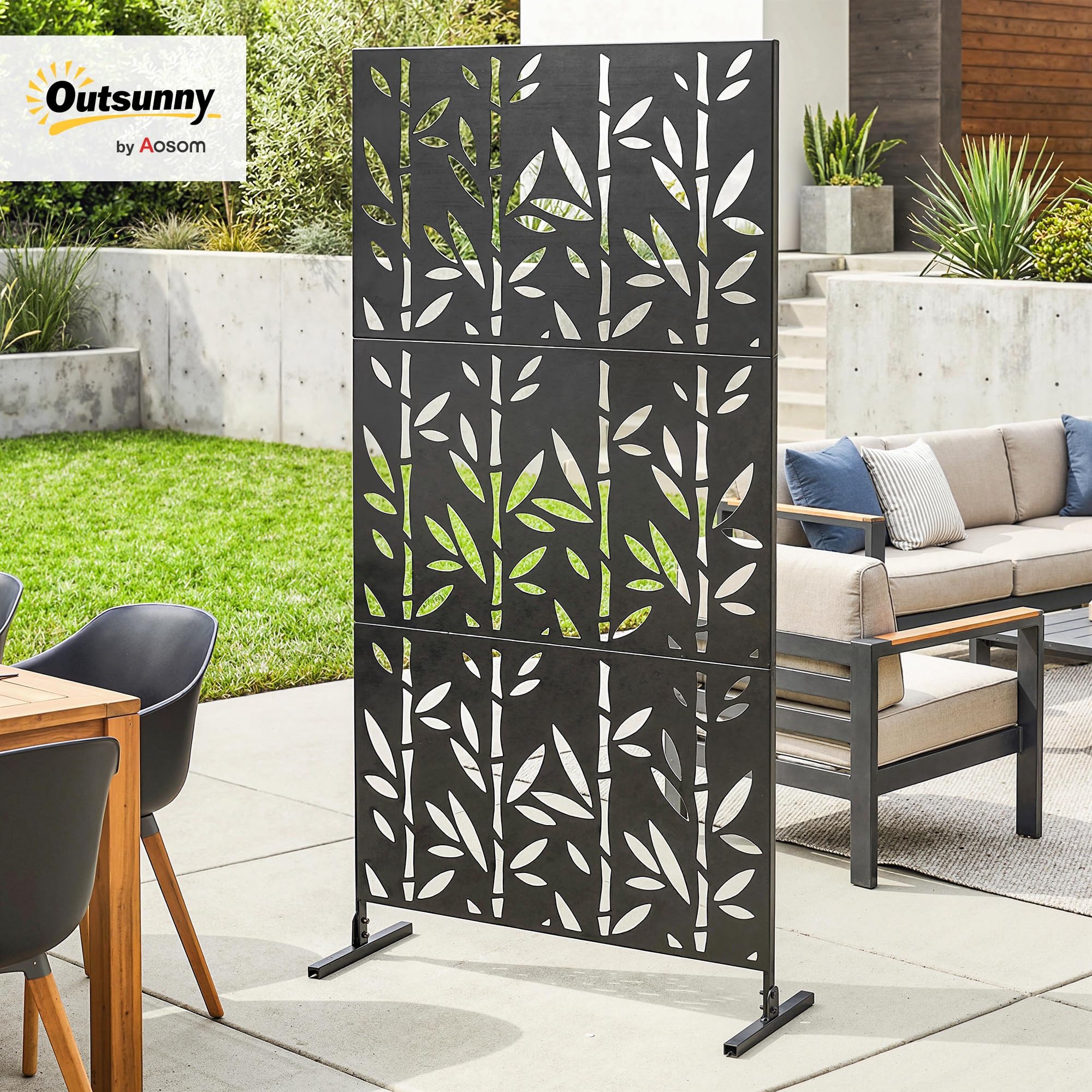 Outsunny Panneau Brise Vue décoratif Extérieur, 92 x 40 x 192 cm, Noir