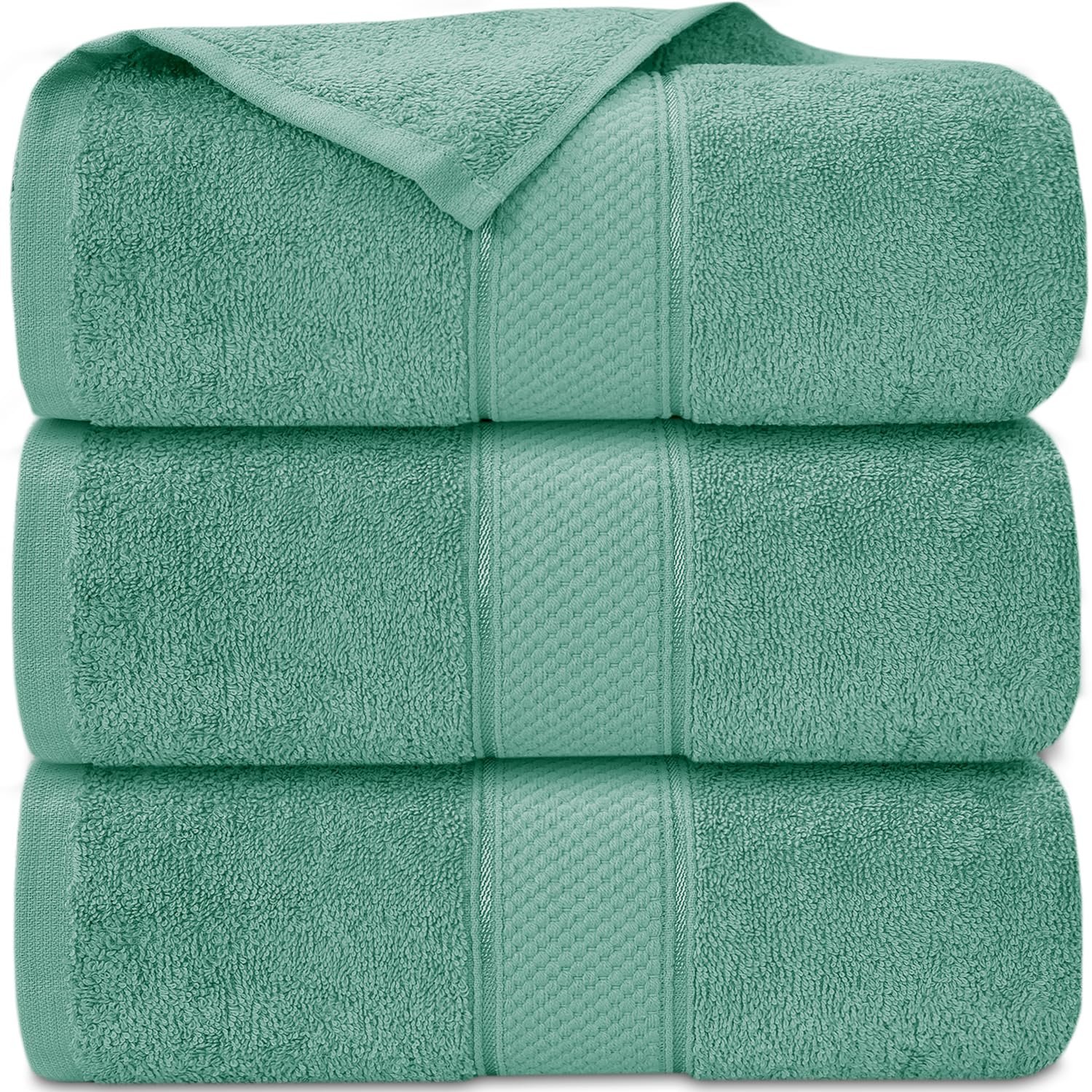 Casabella Pack of 3 Super Jumbo Extra Large Bath Sheet Towels100% Cotton 90cm x 180cm_Sea Foam