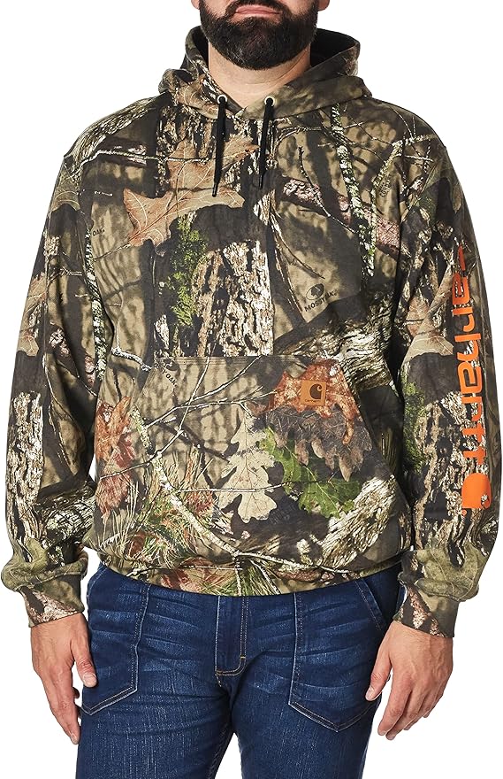 carhartt midweight camo sleeve logo hooded sweatshirt