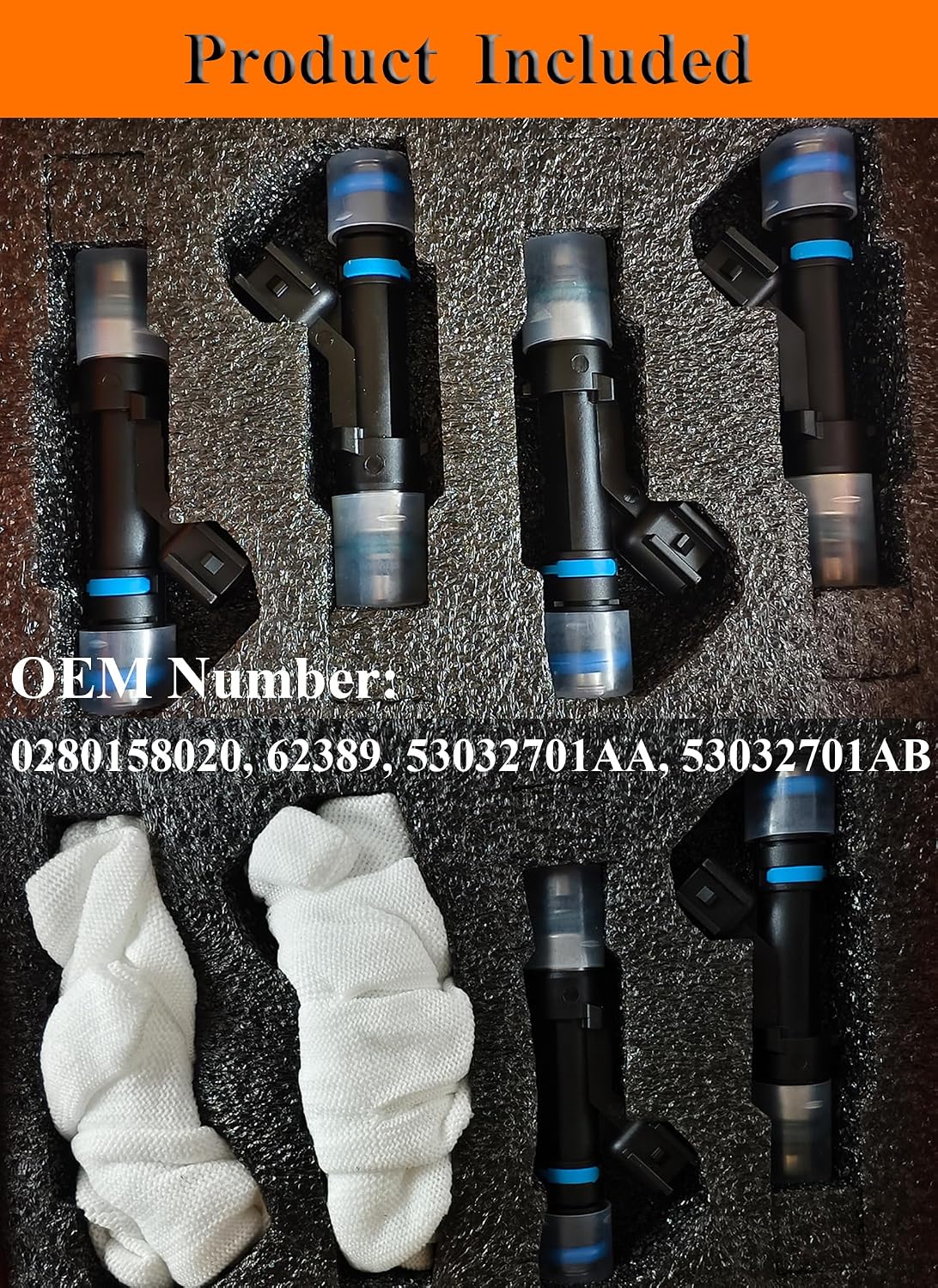 Engine Fuel Injector Kits Fit for Dodge Dakota Ram 1500 2004-2010 Durango 2004-2009, for Mitsubishi Raider 2006-2009, for Jeep Commander Grand Cherokee Set of 6 Fuel Injectors Replace OE # 53032701AA