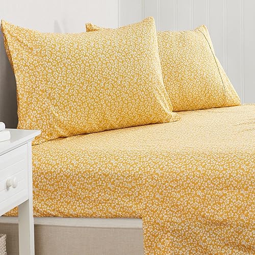 Great Bay Home Juego de sábanas de microfibra ultrasuave con estampado floral de 4 piezas, sin arrugas, cómodas, para todas las estaciones (King,